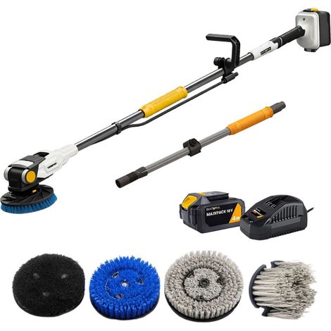 18V Twin Brush - Brushless Akku-Reinigungsbürste - Inkl. 4,0-Ah-Akku und Schnellladegerät + 4 Bürsten und Verlängerungsgriff (1/5)