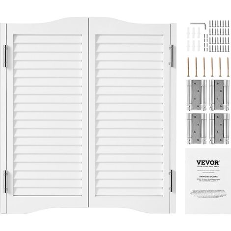 Porte Battante Double, 805x28x900 mm, Porte Saloon en Bois de Pin avec Charnières, Quincaillerie, Facile à Installer, pour Intérieur, Couloir de Maison, Cuisine, Bar, Café, Entrée de Pub, Blanc (1/5)