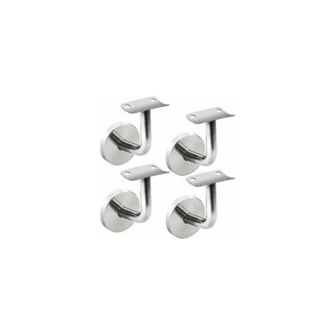 4 pezzi di staffe in acciaio inox per corrimano di scale, staffe di montaggio a parete, asta di fissaggio, colore argento - Crezuo