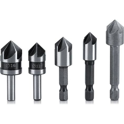 5Pcs/Set Fraise Conique HSS, Colostrum Pour Mouton Mangeoire Oiseaux Cage Industrielle en Acier à Grande Vitesse 5 Fraises à Bois chanfreinage Coupe Bois menuiserie (1/4)