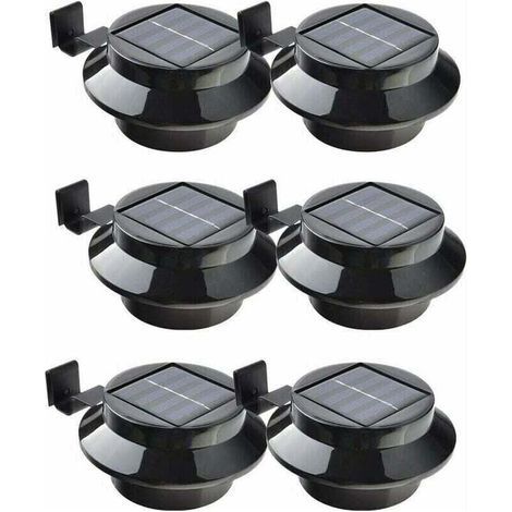 6er-Pack LED-Solarleuchten für Dachrinne, Zaun, Dach, Garten, Hof und Wand, schwarz (1/4)