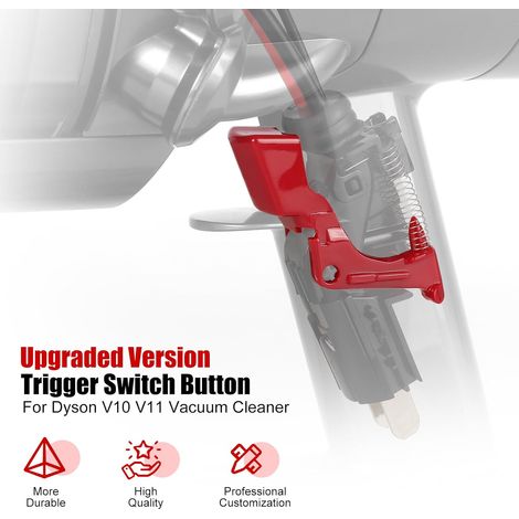 Bouton de déclenchement amélioré compatible avec les aspirateurs Dyson V10, V11, SV12 et SV14. Accessoire de réparation pour bouton d'alimentation défectueux, couleur rouge. (1/4)