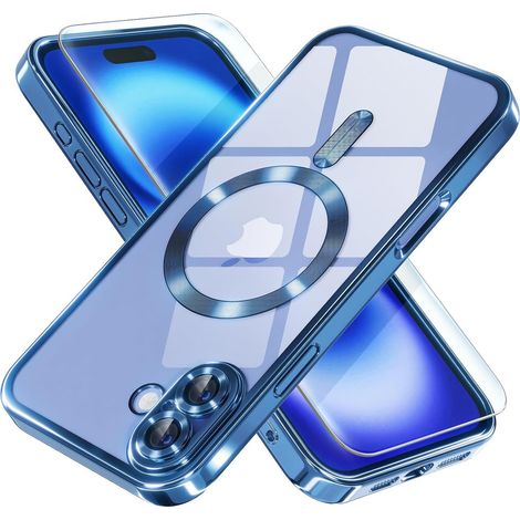 Custodia per iPhone 16, Electro MagSafe, blu + pellicola protettiva per lo schermo (1/5)