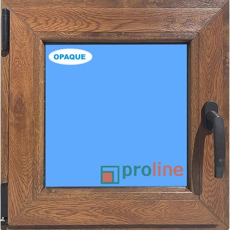 Eco-Blu – Fenêtre PVC H500 mm X L500 mm chêne doré – Oscillo-battante tirant gauche – Verre dépoli double vitrage SGG CLIMALIT PLUS