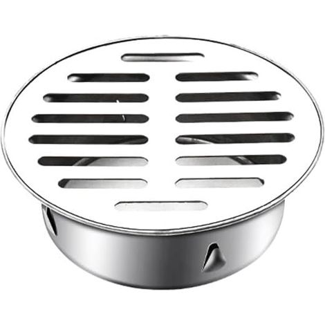 Couvercle de bonde de sol rond en acier inoxydable anti-obstruction, filtre amovible, ouverture plate de 110 mm (1/5)