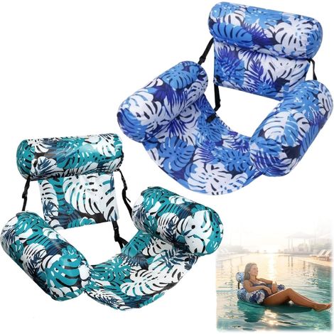 Bouée Piscine Matelas Gonflable Géant, Fauteuil Gonflable Piscine pour Adultes, Hamac Flottant Piscine avec Dossiers Confort, Idéal pour Été, Plage Et Vacances, 90x40,5x61cm