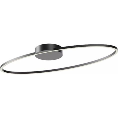 Plafoniera moderna redo group leo 01 3335 01 3298 led cct nero bianco dimmerabile alluminio, finitura metallo nero