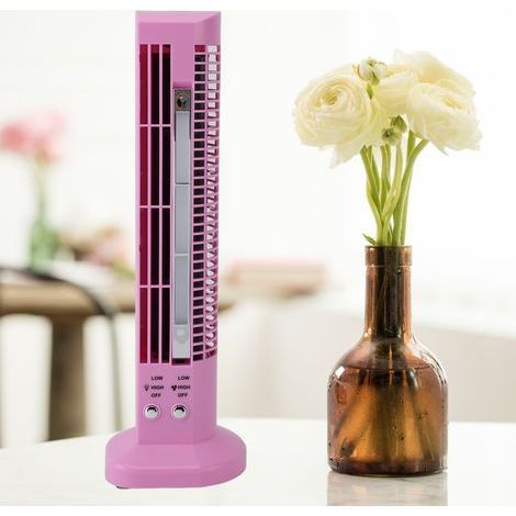 【Turmventilator ohne Rotorblätter】 USB-Tischventilator mit LED, Pink, tragbar und leise für Büro, Computer und Zuhause – 455 g