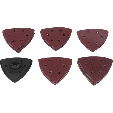 Kit de Coussinets de Ponçage détaillé 51pcs avec 6 Trous D'élimination de la Poussière, Papier de Verre Triangulaire de 3,5 Pouces pour Métal en Bois (1/5)