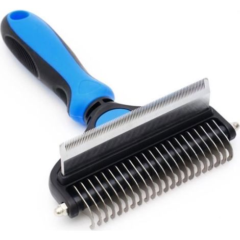 Brosse 2 en 1 pour chiens et chats, brosse professionnelle pour sous-poil, râteau de toilettage pour éliminer les poils morts et emmêlés (1/4)