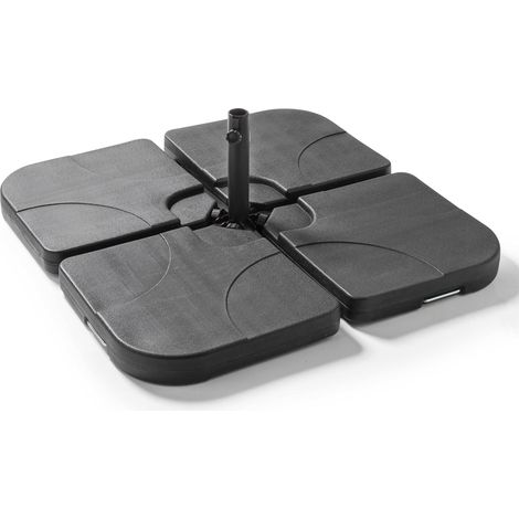Oviala – Lot de 4 dalles à remplir en polyéthylène noir – Résistantes aux chocs et intempéries – Poids rempli d'eau 16 kg – Pour stabiliser parasols (1/7)