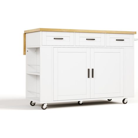 Mobile Kücheninsel aus MDF mit klappbarer Platte 120 x 45(70) x 84 cm MODENUIT (1/5)