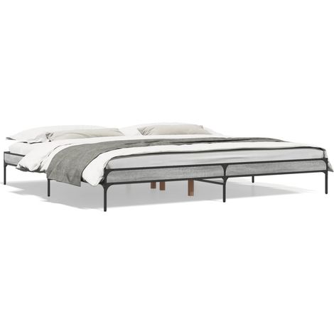 Maison Exclusive - Bettgestell Grau Sonoma 200x200 cm Holzwerksto (1/5)