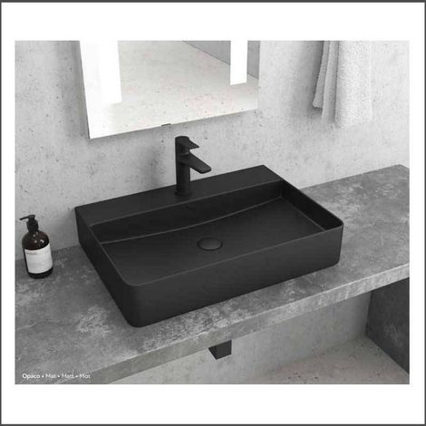 Lavabo d'Appoggio 50x42xh12 cm Squadrato - Colore Nero Opaco (1/2)