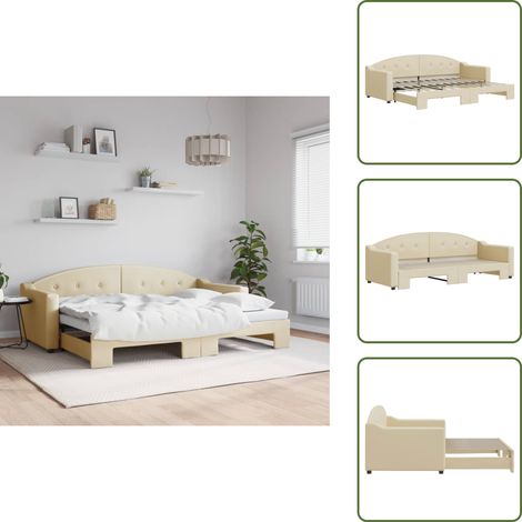 Sofá cama con cama nido - vidaXL Sofá cama nido tela crema 80x200 cm - Sofá cama para salón