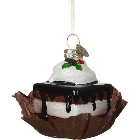Pendente torta con fragola in vetro 4,5 x 4,5 x 7,2 cm marrone cioccolato Peraga Christmas
