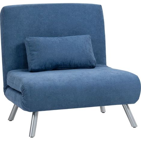 Polstersessel mit Bettfunktion, 3-in-1 Design, Schlafsessel, Gästebett, Stoffbezug, mit Kissen, Blau (1/5)