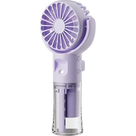 Handventilator, Mini-Tragbarer Ventilator mit Wassernebelfunktion, Mini-USB-wiederaufladbarer elektrischer Ventilator mit 4 Windgeschwindigkeiten, kleiner Ventilator für Büro, Reisen und Camping (Lila (1/5)