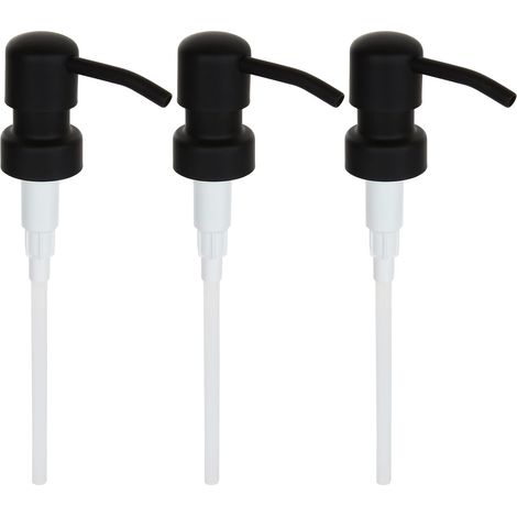 AGE Remplacement de pompe de distributeur de 3 pièces, acier inoxydable, tête de pompe de bouteille noire avec filetage de 28 mm (1/5)