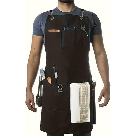 Tablier en Toile Épaisse Style Européen – Bretelles Croisées, Multi-Poches pour Travail, Jardinage et Cuisine (1/3)