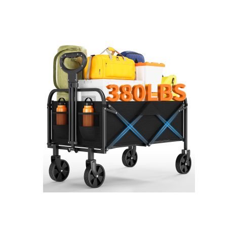Chariot de Transport Pliable, avec Poignée, 4 Roues Renforcées Dont 2 Roues Universelles, Charge 380LBS, pour Plage, Camping, Jardin (1/5)