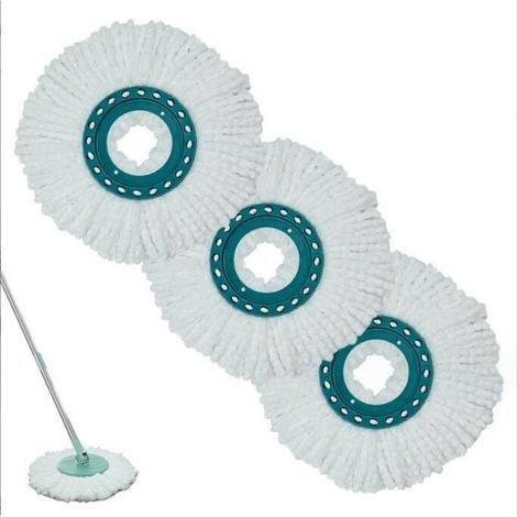 (Blanc)3 Pièces Têtes de Balai Rechange Leifheit Clean Twist Disc Mop Microfibre Très Absorbante Convient à Tous Les Types de Sols (1/4)