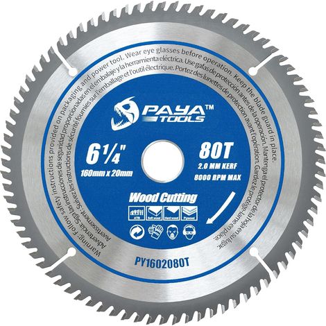 Lame de scie circulaire TCT Ø 160 mm x 20 mm 80 dents - Accessoire pour scie circulaire - Scies pour le travail du bois, la coupe de bois de chauffage, pour palettes, bois, etc.