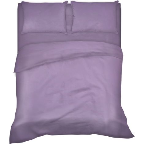 Completo letto lenzuola tinta unita 100% cotone made in Italy 6 misure parure Lilla - 1 Piazza e mezza