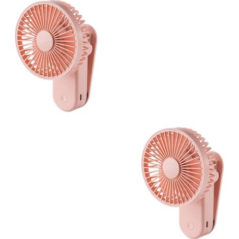 Lot de 2 mini ventilateurs électriques, petits ventilateurs de bureau et de table, ventilateurs de voyage à ventouse magnétique et pince de fixation pour les mains. (1/4)
