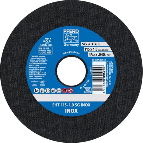 PFERD TOOLS Trennscheibe EHT 115x1,0x22,23 mm gerade Leistungslinie SG INOX für Edelstahl 25 Stk (1/5)