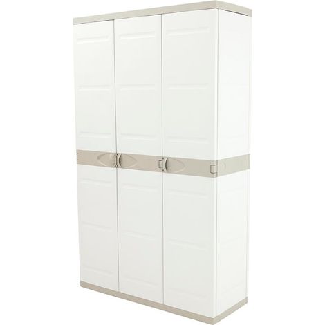 Armario escobero 3 puertas 105x41x176 cm beige (1/5)