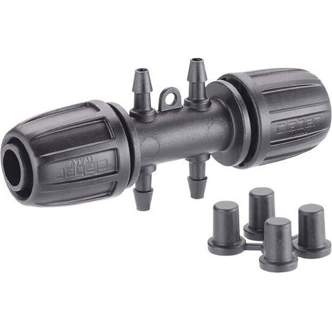 RACCORDO PER MICROIRRIGAZIONE 1/2 POLLICE CON 4 USCITE PER TUBO 1/4 POLLICE CLAR (1/3)