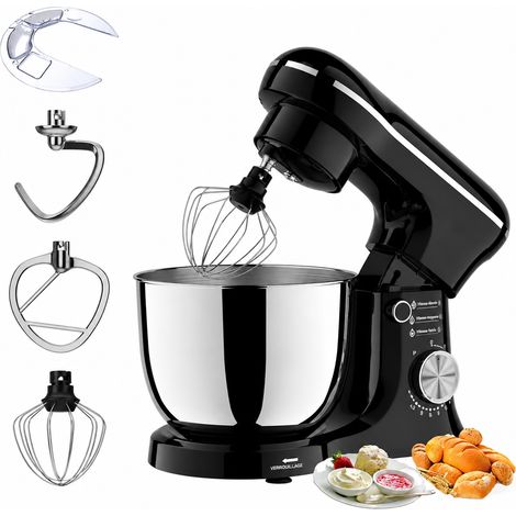 Robot Pâtissier Multifonction Électrique Pétrin Batteur Noir 38 × 24 × 32 cm 3,6 kg – Livraison gratuite (1/5)