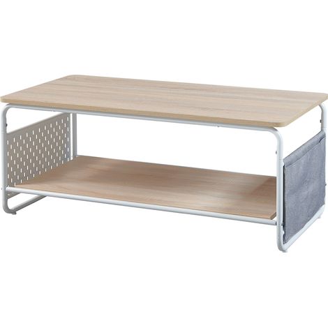 Mesa auxiliar/consola 100 x 50 x 43 cm efecto roble gris blanco 030010786