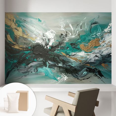 Fototapete - Tapete Vliestapete mit Kleber - Wandtapete Moderne Wandbild Schlafzimmer Wohnzimmer Künstlerischer Wirbel 104x70 cm (1/5)