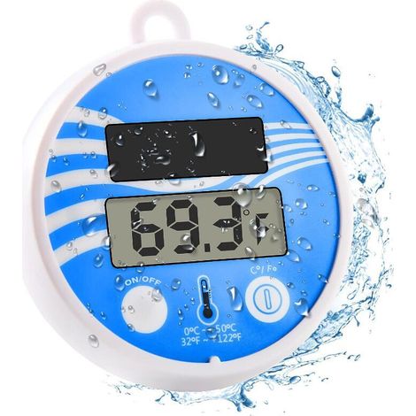 Termómetro solar para piscina, gran pantalla LCD digital, temperatura del agua fácil de leer, apto para piscinas interiores y exteriores, spas, estanques y bañeras. (1/5)