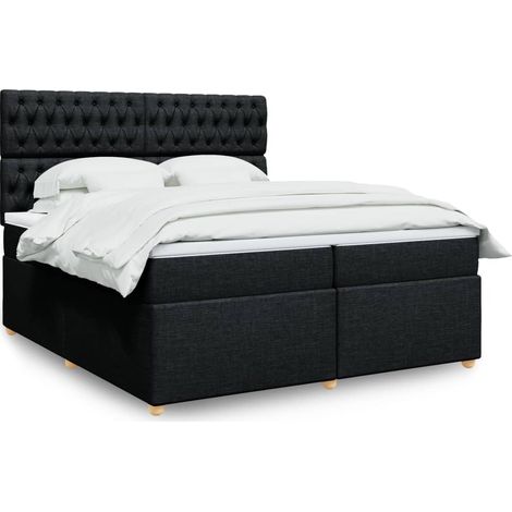 Boxspringbett mit Matratze Schwarz 200x200 cm Stoff