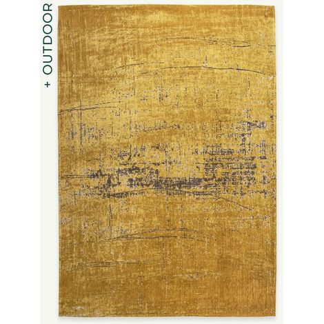 GRIFF DESIGN - TAPPETO MODERNO MAD MEN - Prodotto in Belgio - Tessuto piatto jacquard meccanico - Rifinito a mano - Antiscivolo naturale - 85% cotone - 15% poliestere - Liberty Gold - 200 x 280 CM (1/5)