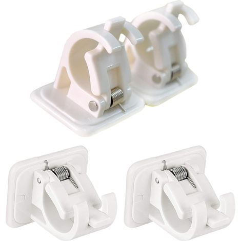 Lot de 4 crochets adhésifs pour tringle à rideau, fixation sans perçage pour porte, mur et placard, installation facile