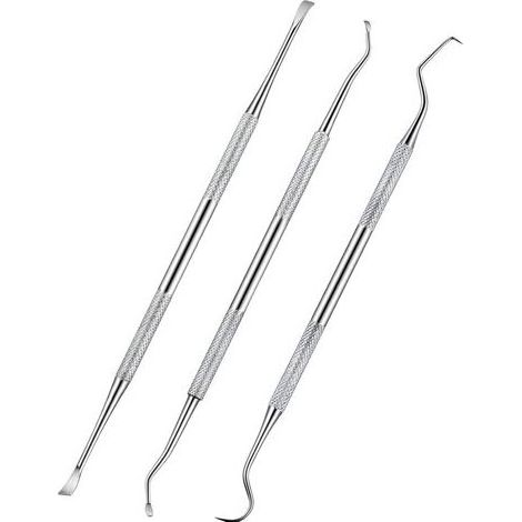 Détartreur et grattoir dentaire pour chien, 3 pièces, en acier inoxydable, à double tête, pour éliminer le tartre, outils de nettoyage des dents pour animaux de compagnie, pour chien et chat (argent) (1/4)
