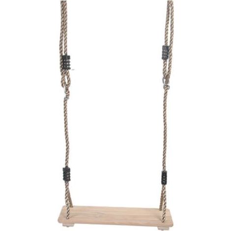 Columpio infantil de madera maciza de pino, 40x16 cm – Carga máxima 60 kg – Cuerdas ajustables de 120 a 210 cm – Montaje rápido (1/4)