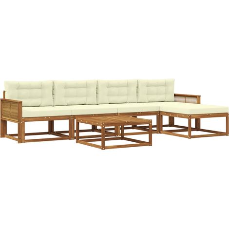 Outdoor Sofa Set with Cushion 6 pcs Natural and Cream vidaXL (1/5)