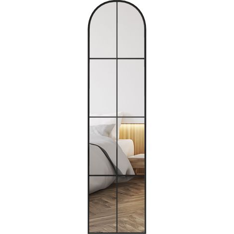 Beyamis Ganzkörper-Wandspiegel mit geschwungenem Design und Metallrahmen für Schlafzimmer oder Wohnzimmer, 40 x 160 cm, Schwarz