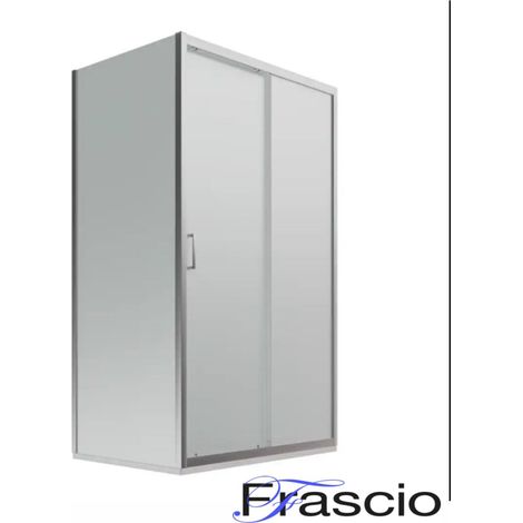 Box Doccia 70x170 Apertura Frontale Scorrevole a Due Cristalli Con Un Lato Fisso Quadro e Rettangolare In Cristallo Temperato Satinato