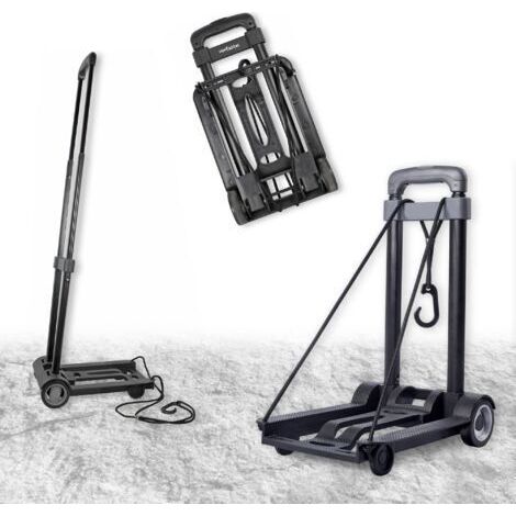 Chariot pliable aluminium – Diable transport 35 kg – Poignée télescopique – Roues 2 – Sangle incluse (1/5)