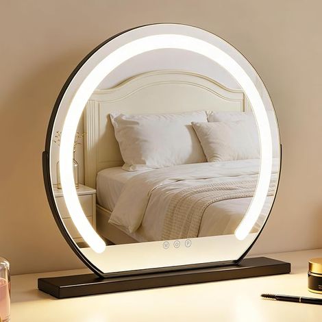 GBLY LED Schminkspiegel mit Beleuchtung Hollywood Spiegel 40×35CM Klein Kosmetikspiegel mit Licht Tischspiegel 3 Modi Schminktischspiegel Schwarz Touch Dimmbar