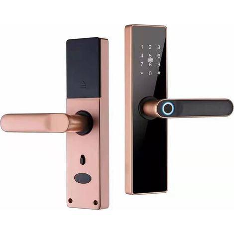 Serrure de porte intelligente Serrure de porte biométrique à empreintes digitales K7 Pro + serrure intelligente noire Tuya App déverrouillage à distance serrure sans clé serrure de porte électronique (1/5)