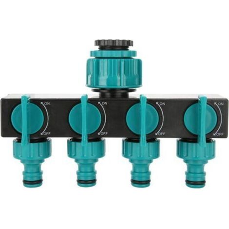 Séparateur de Tuyau d'arrosage à 4 Voies avec raccord de collecteur de Robinet d'arrêt pour minuteries d'irrigation Goutte à Goutte et pelouses