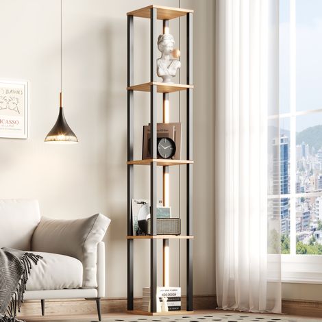Regal beleuchtet mit LED 4 Ebenen MDF 26x26x165 cm OKMYHOME (1/5)