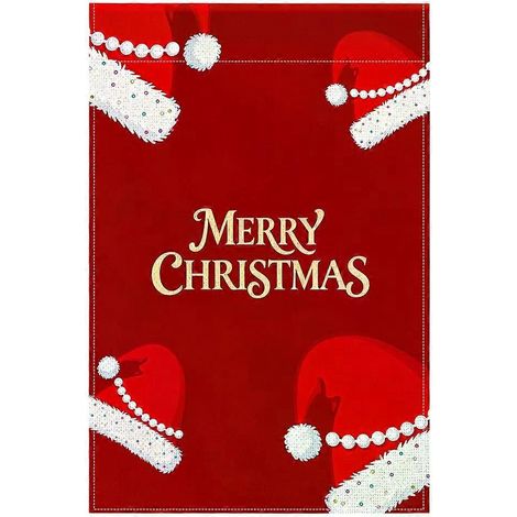 Chapeau de Noël unique et vœux de Noël, drapeau de bienvenue pour jardin, décoration de cour extérieure, drapeau de maison, décorations de bienvenue (mât non inclus). (1/5)